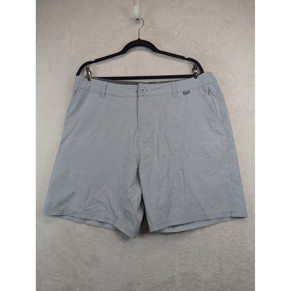 AFTCO Fishing Shorts Men's 36 Gray Technical Quick Dry Lightweight Zip Pocket